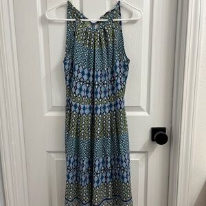 Collective Concepts Blue and Green Halter Maxi Sundress